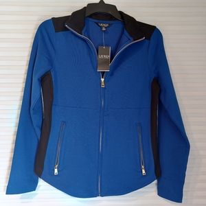 Lauren Ralph LaurenColor Block Zip Front Cotton-Blend Jacket
